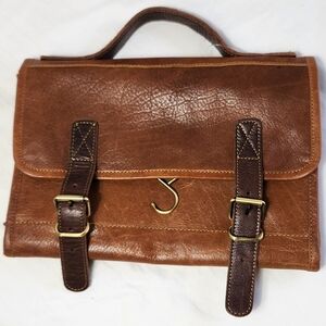 Elegant Tan Leather Travel Dopp Kit Bag for Men/Women